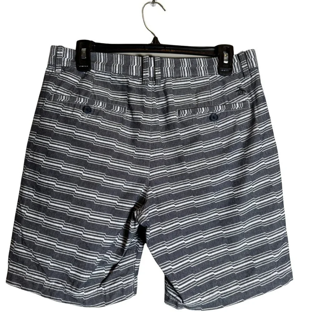 Original Penguin Striped Chino Shorts Men's 31 Gray Preppy Golf Outdoor 7.5